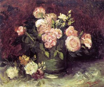Vincent Van Gogh : Vase with Peonies and Roses